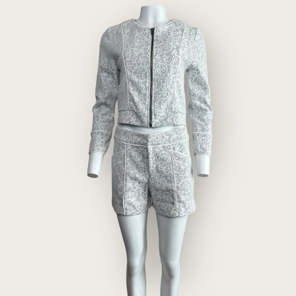 NWT | Krisa | 2-Piece Lace Jacket and Shorts | Gray/White | Medium